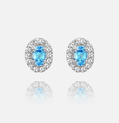 Blue Topaz 0.95 ct & Diamonds total 0.58 ct