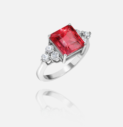 Rubellite Tourmaline 4.10 ct & Diamond total 0.56 ct